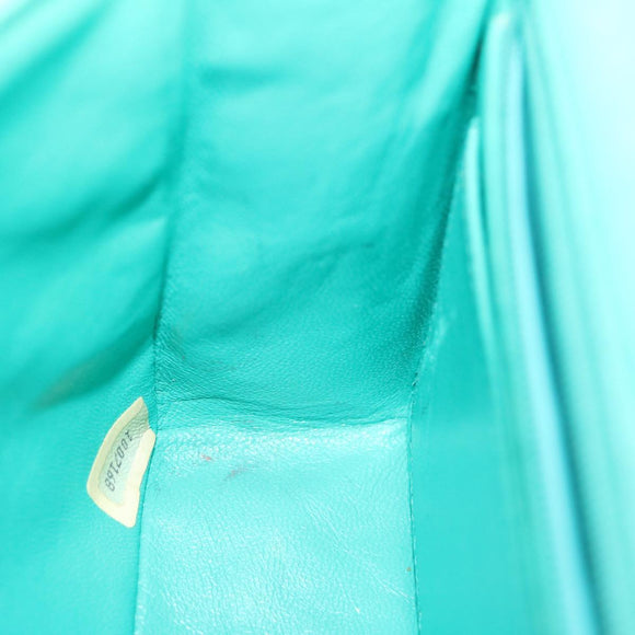 CHANEL Mini Matelasse Flap Chain Shoulder Bag Lamb Skin Light Blue Auth 29527A