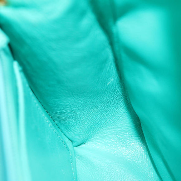 CHANEL Mini Matelasse Flap Chain Shoulder Bag Lamb Skin Light Blue Auth 29527A