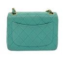 CHANEL Mini Matelasse Flap Chain Shoulder Bag Lamb Skin Light Blue Auth 29527A-2