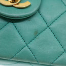 CHANEL Mini Matelasse Flap Chain Shoulder Bag Lamb Skin Light Blue Auth 29527A-3
