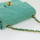 CHANEL Mini Matelasse Flap Chain Shoulder Bag Lamb Skin Light Blue Auth 29527A-14