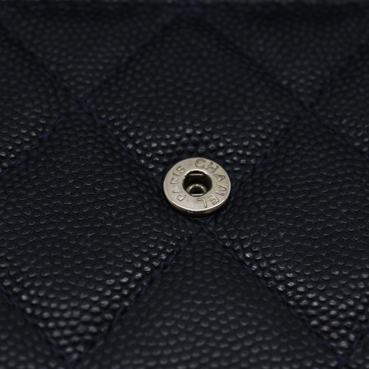 CHANEL Matelasse Cruise Line Long Wallet Caviar Skin Navy CC Auth 29542A