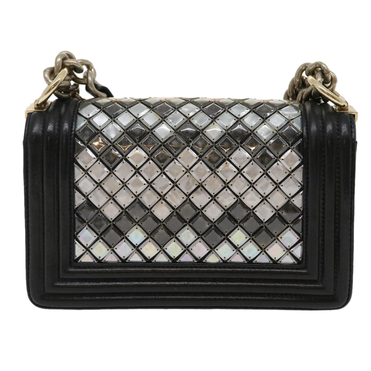 CHANEL Boy Chanel Chain Shoulder Bag Tile Black Multicolor CC Auth 29551A - 0