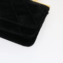 CHANEL Turn Lock Flap Matelasse Hand Bag velvet Black Gold CC Auth 29565A-8