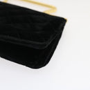 CHANEL Turn Lock Flap Matelasse Hand Bag velvet Black Gold CC Auth 29565A-16