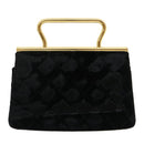 CHANEL Turn Lock Flap Matelasse Hand Bag velvet Black Gold CC Auth 29565A-2