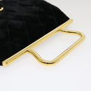 CHANEL Turn Lock Flap Matelasse Hand Bag velvet Black Gold CC Auth 29565A-6