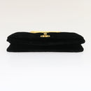 CHANEL Turn Lock Flap Matelasse Hand Bag velvet Black Gold CC Auth 29565A-5