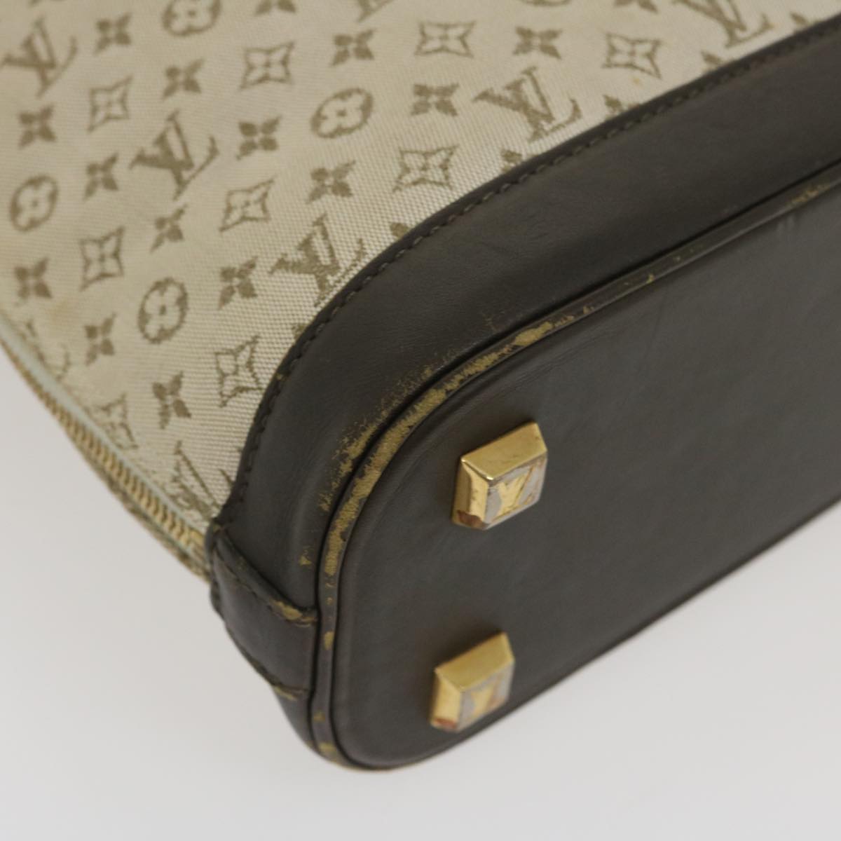 LOUIS VUITTON Monogram Mini Alma Haut Hand Bag Khaki M92203 LV Auth 29629