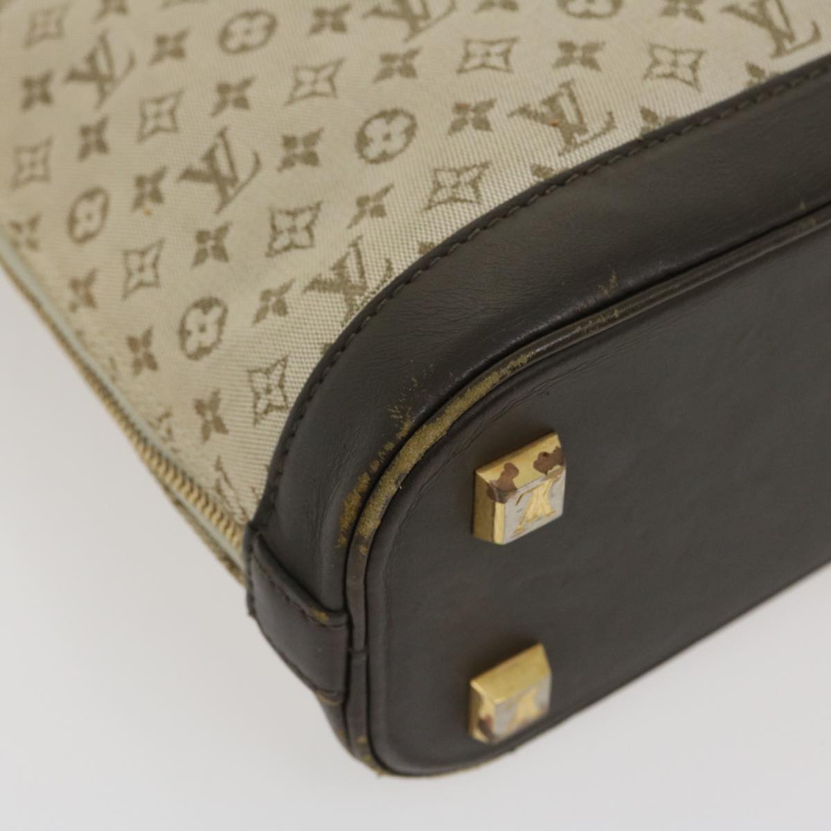 LOUIS VUITTON Monogram Mini Alma Haut Hand Bag Khaki M92203 LV Auth 29629