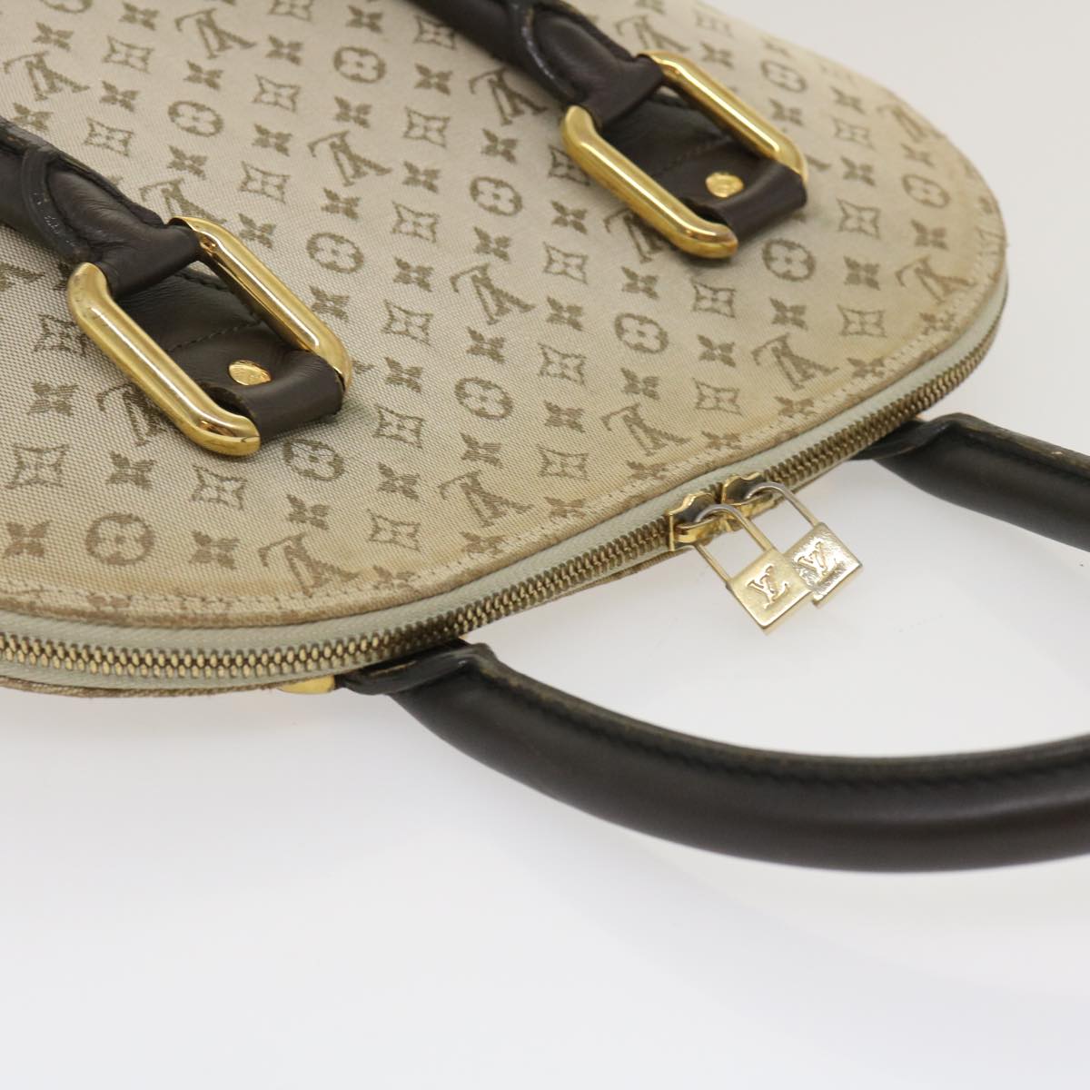 LOUIS VUITTON Monogram Mini Alma Haut Hand Bag Khaki M92203 LV Auth 29629