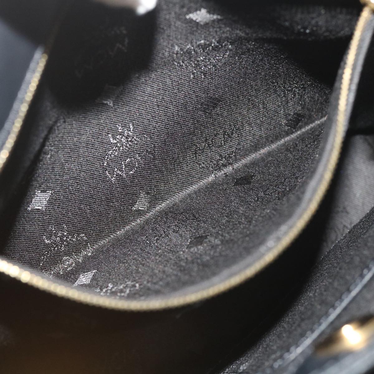 MCM Vicetos Logogram Hand Bag PVC Leather Black Auth 29667
