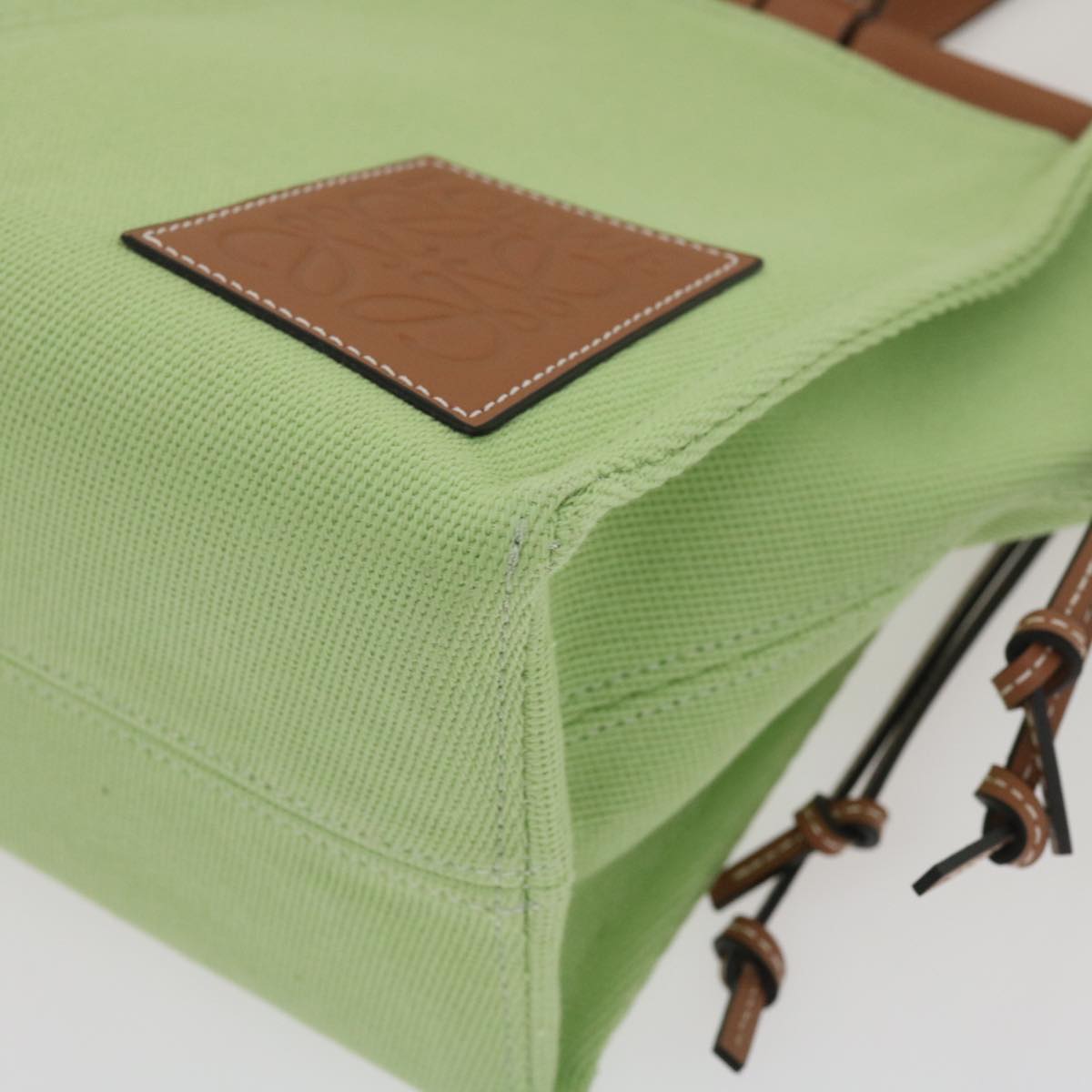 LOEWE Cushion Tote Tote Bag Canvas Leather Green Auth 29710A