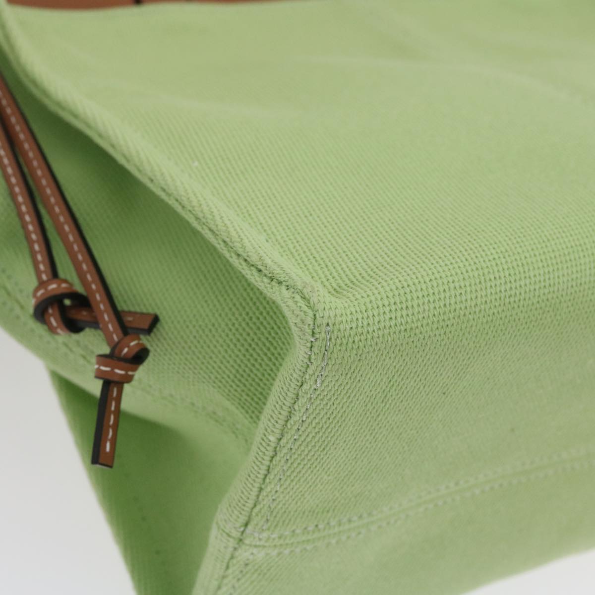 LOEWE Cushion Tote Tote Bag Canvas Leather Green Auth 29710A