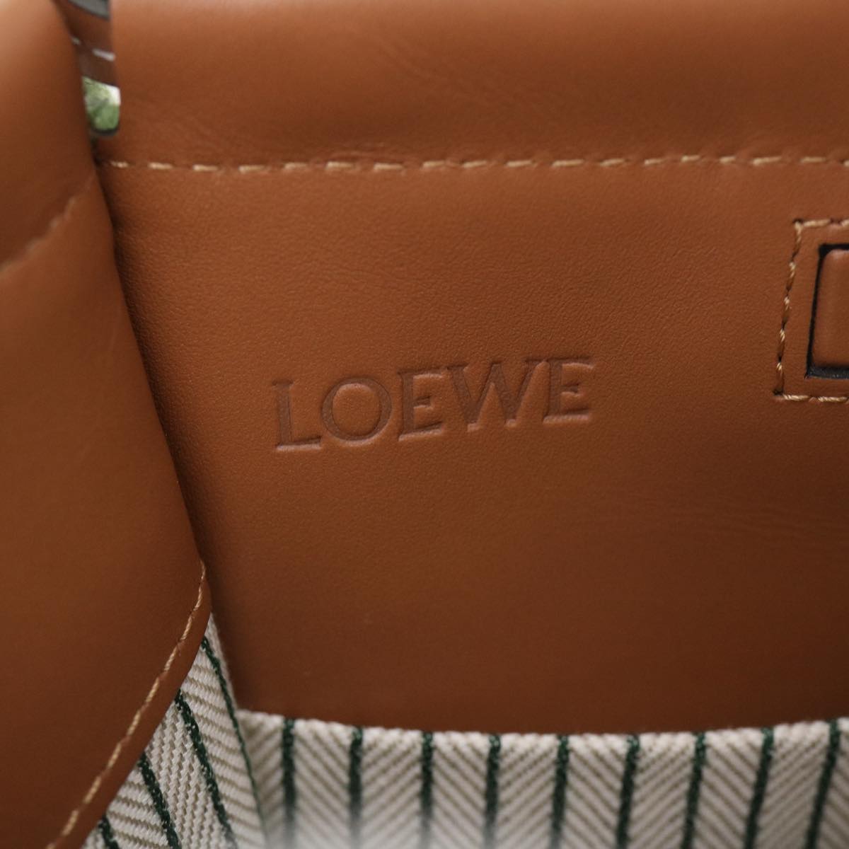 LOEWE Cushion Tote Tote Bag Canvas Leather Green Auth 29710A