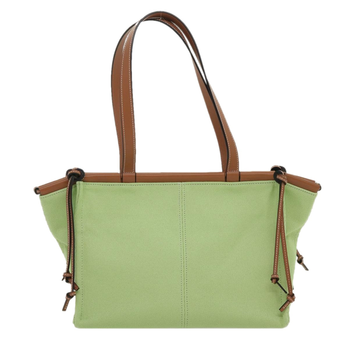 LOEWE Cushion Tote Tote Bag Canvas Leather Green Auth 29710A - 0