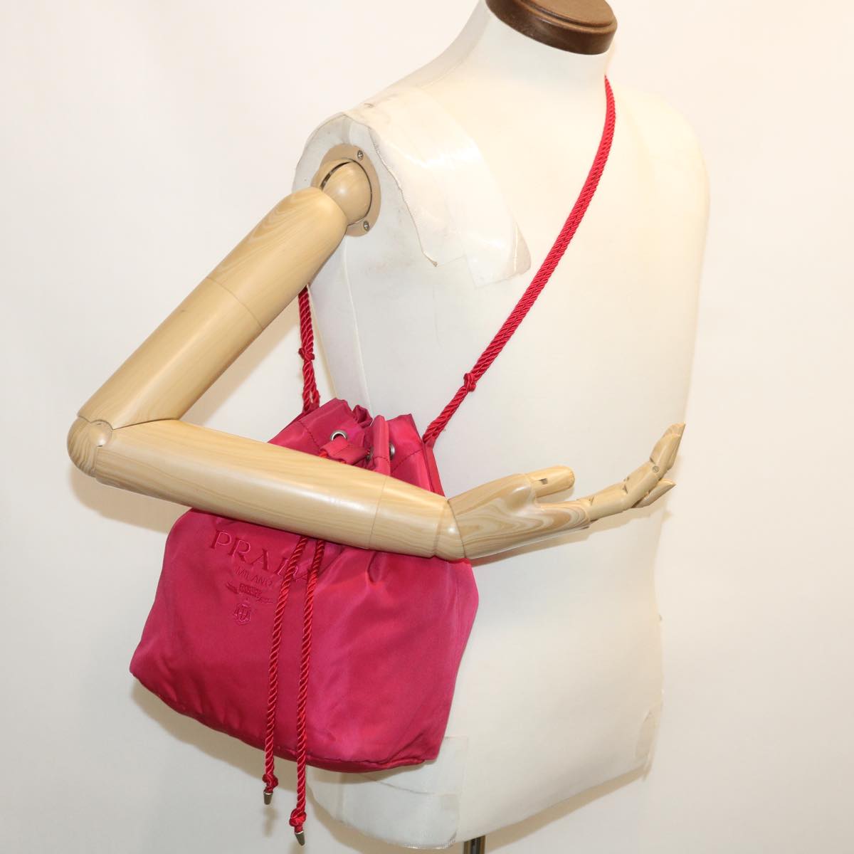 PRADA Shoulder Bag Nylon Red Auth 29726