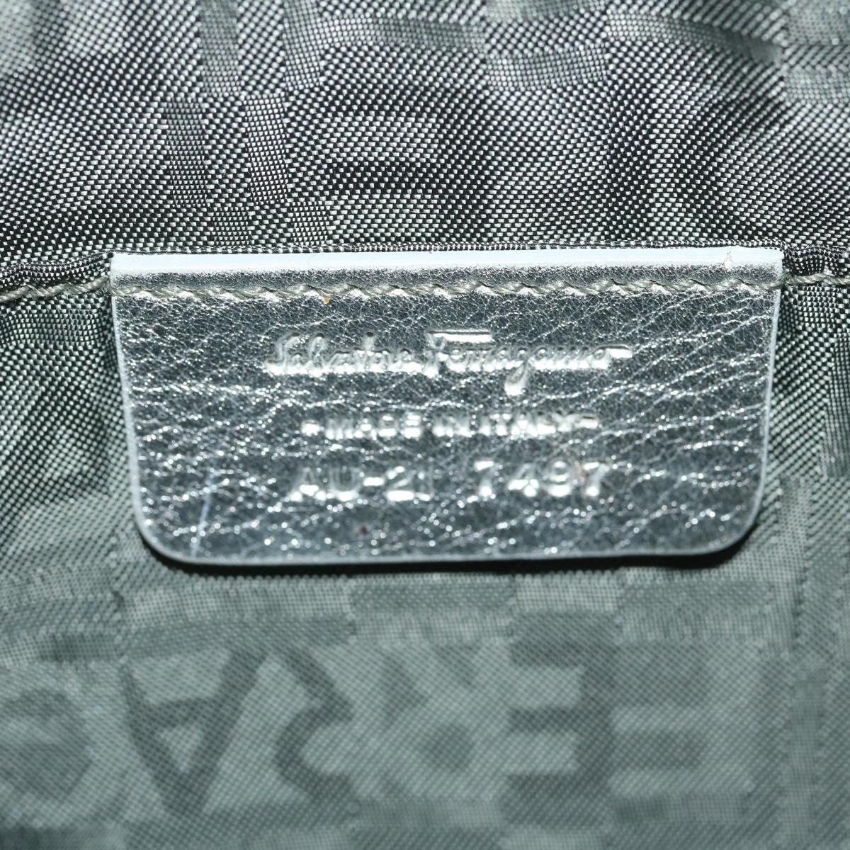 Salvatore Ferragamo Gancini Accessory Pouch PVC Leather Silver Auth 29758