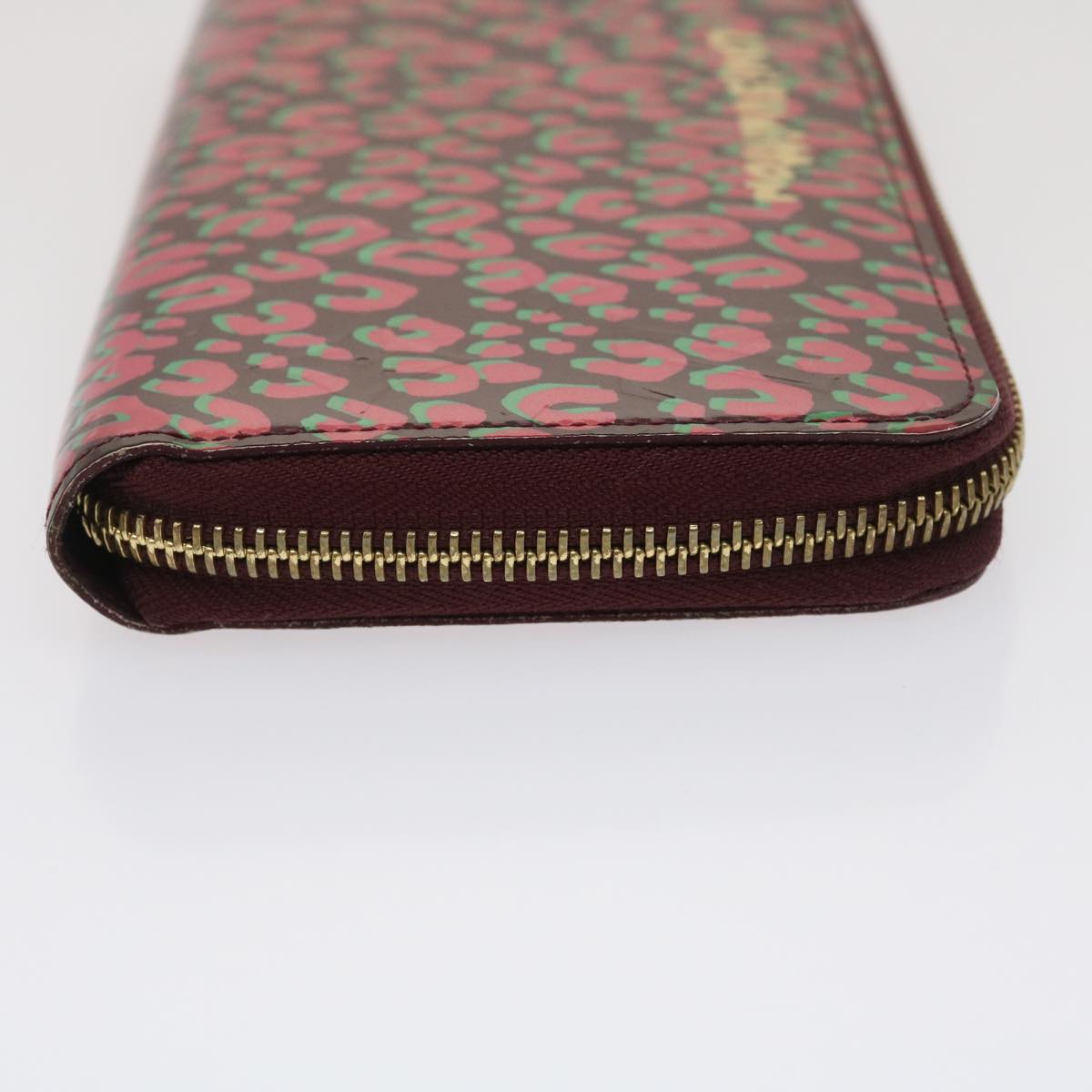 LOUIS VUITTON Vernis Leopard Zippy Wallet Long Wallet Pink M91477 LV Auth 29787A