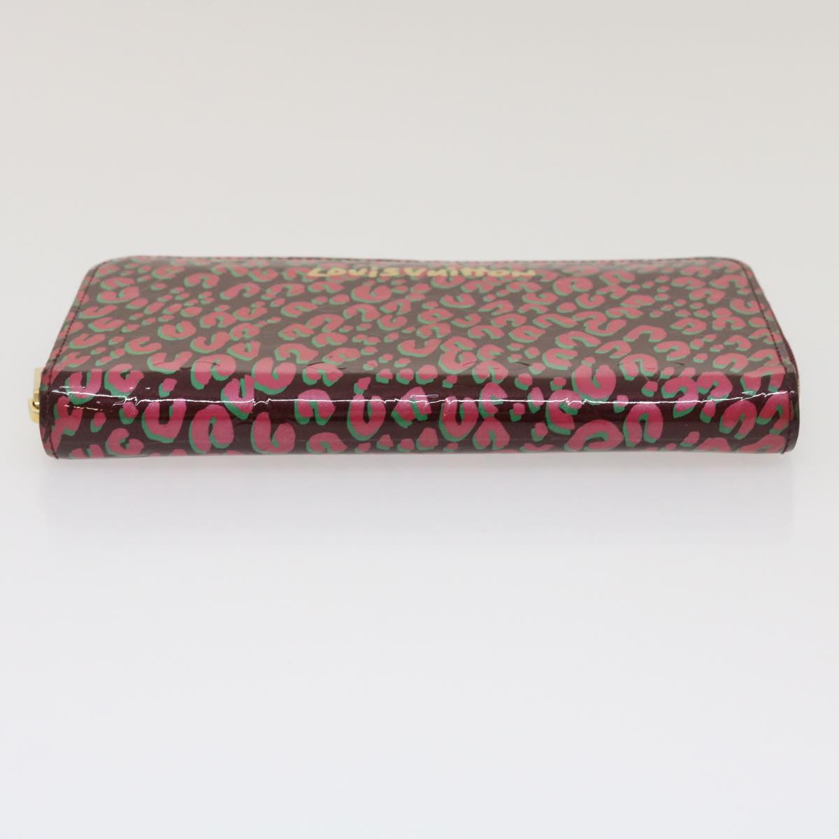 LOUIS VUITTON Vernis Leopard Zippy Wallet Long Wallet Pink M91477 LV Auth 29787A