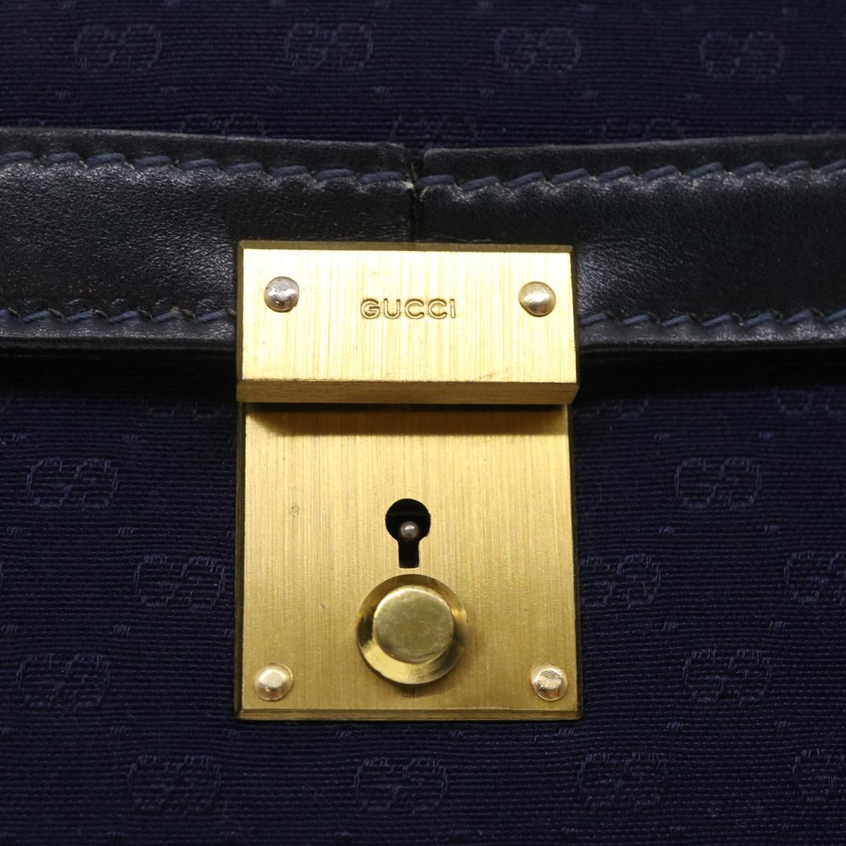 GUCCI Micro GG Canvas Clutch Bag Navy Auth 29798