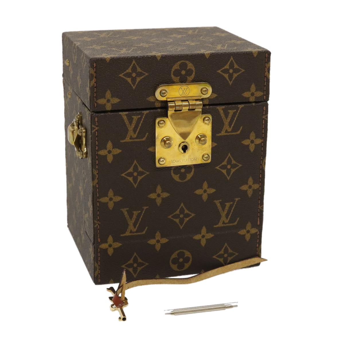 LOUIS VUITTON Monogram Coffret winding machine Accessory Case M48126 Auth 29828A