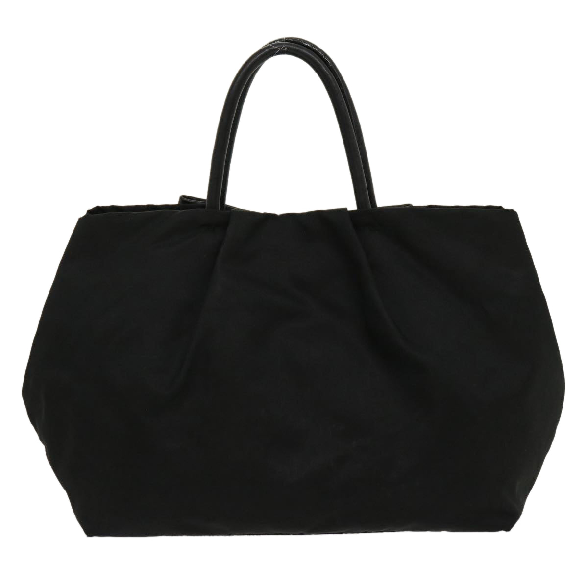 PRADA Ribbon Hand Bag Nylon Leather Black Auth 29880 - 0
