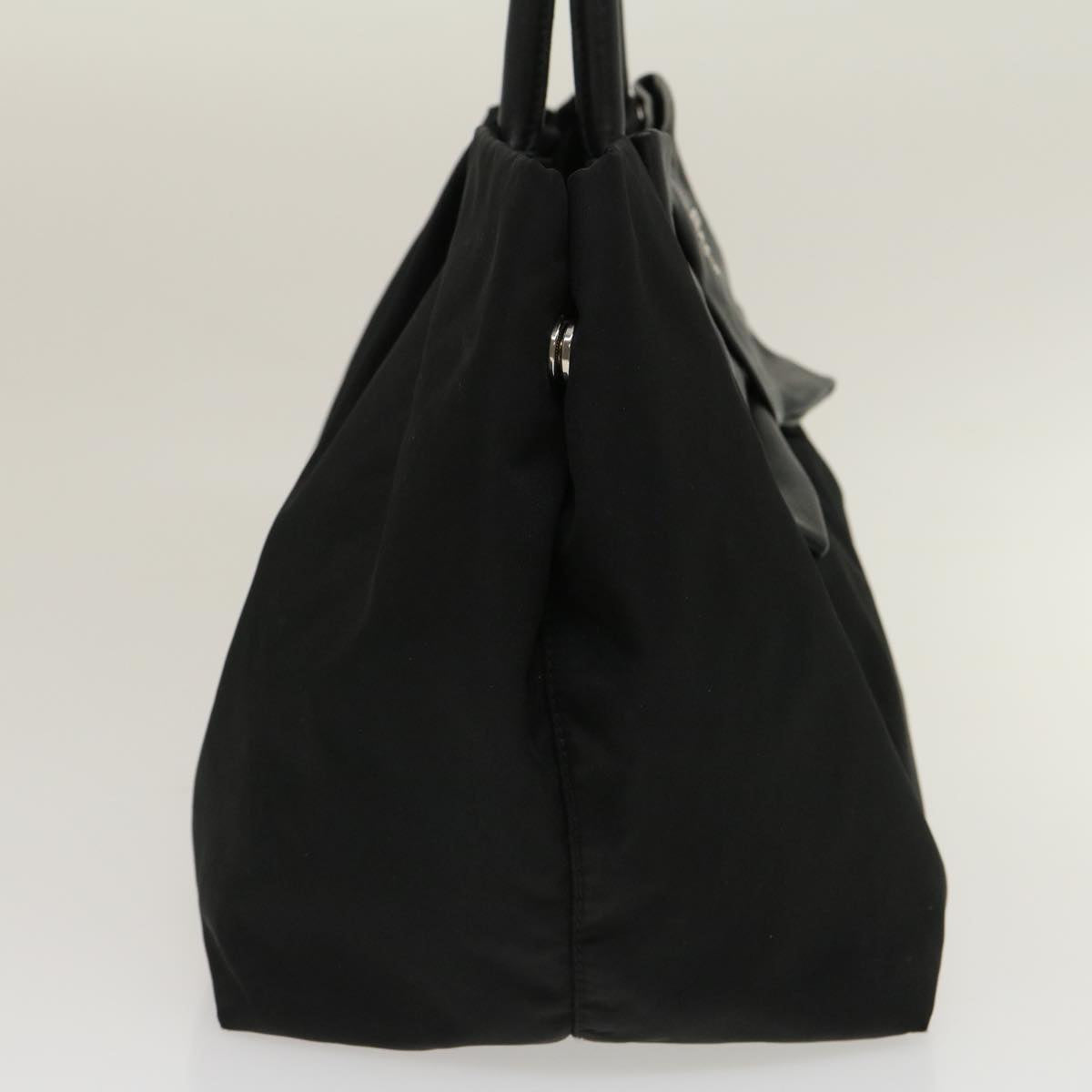 PRADA Ribbon Hand Bag Nylon Leather Black Auth 29880
