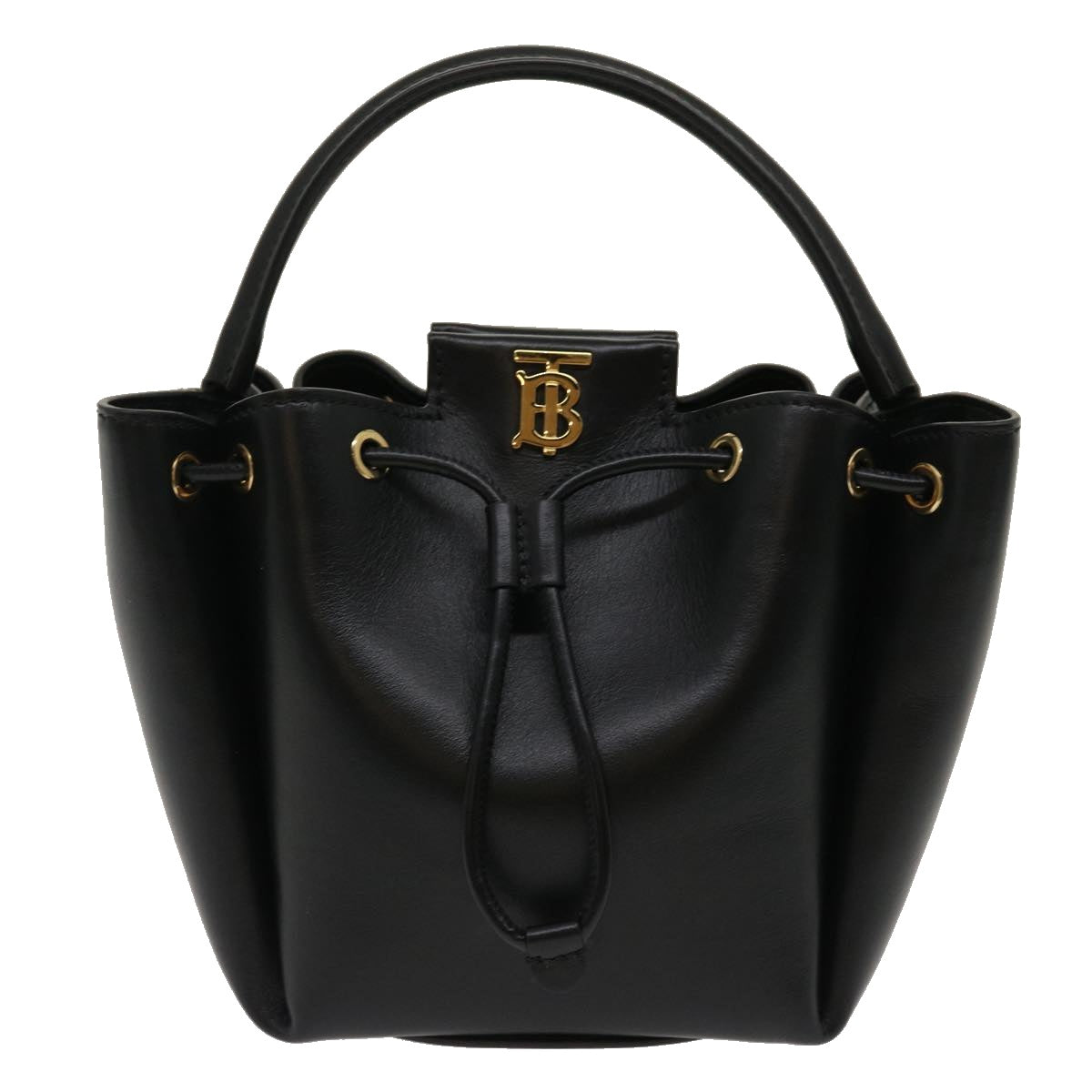 BURBERRY Hand Bag CalfskinLeather 2way Black Auth 29905A