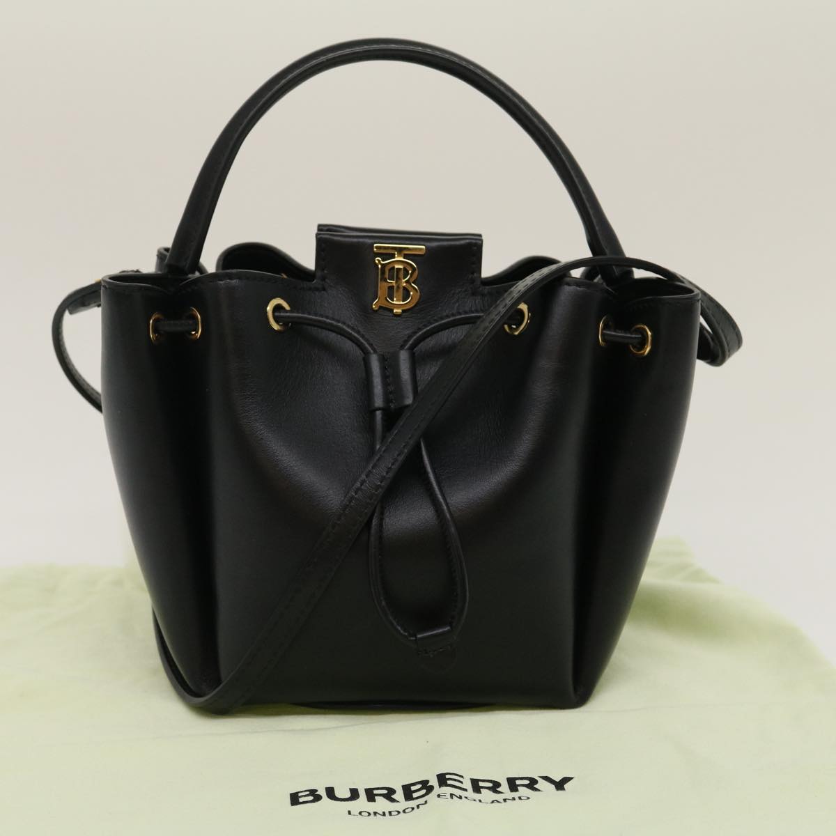 BURBERRY Hand Bag CalfskinLeather 2way Black Auth 29905A