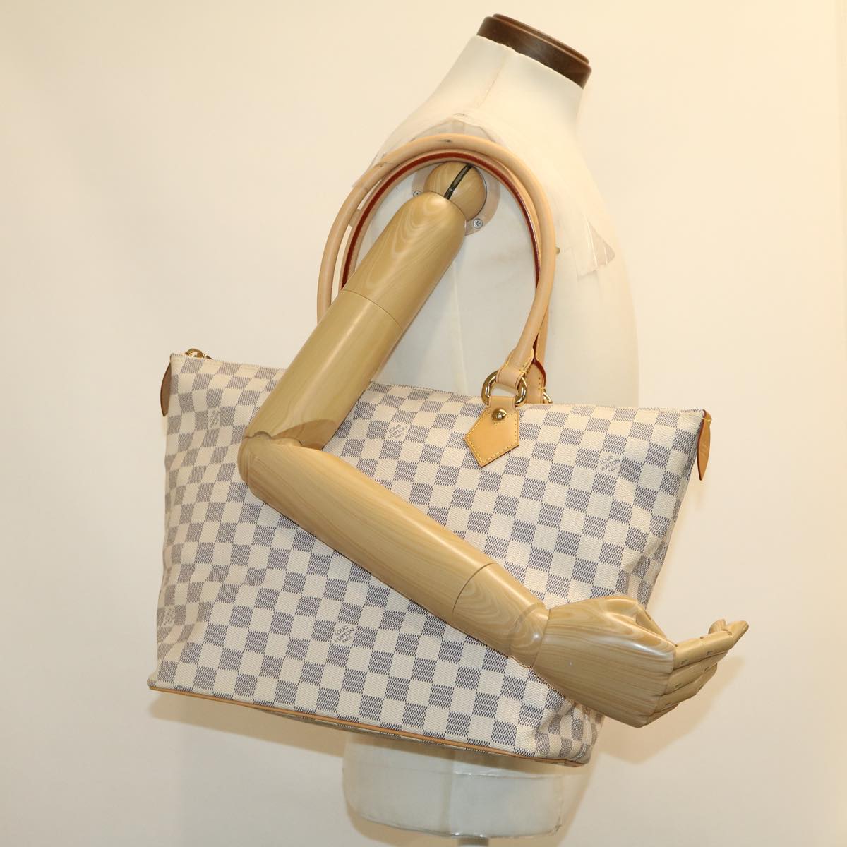 LOUIS VUITTON Damier Azur Saleya MM Tote Bag N51185 LV Auth 29909A