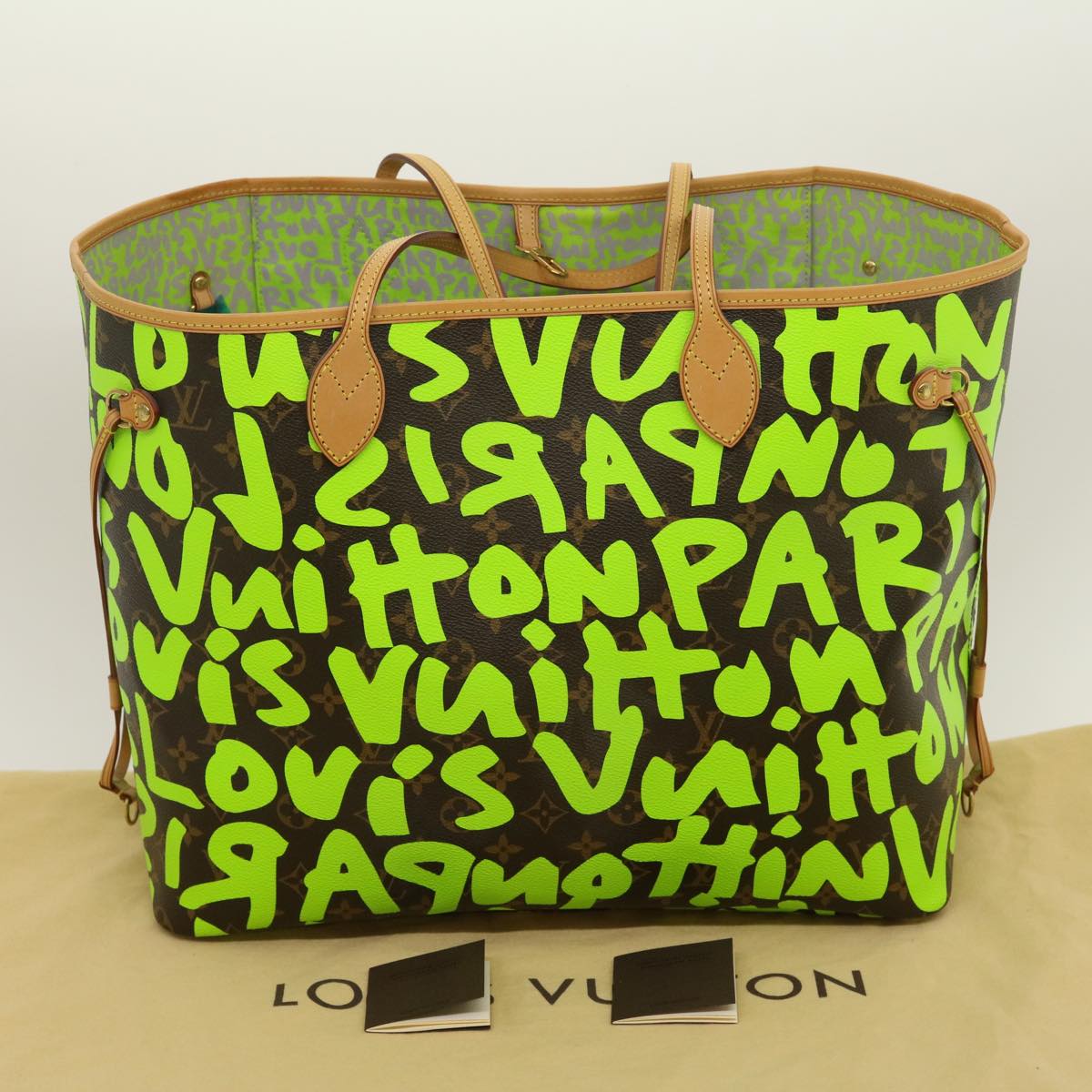 LOUIS VUITTON Monogram Graffiti Neverfull GM Tote Bag Vert M93703 LV Auth 29943A