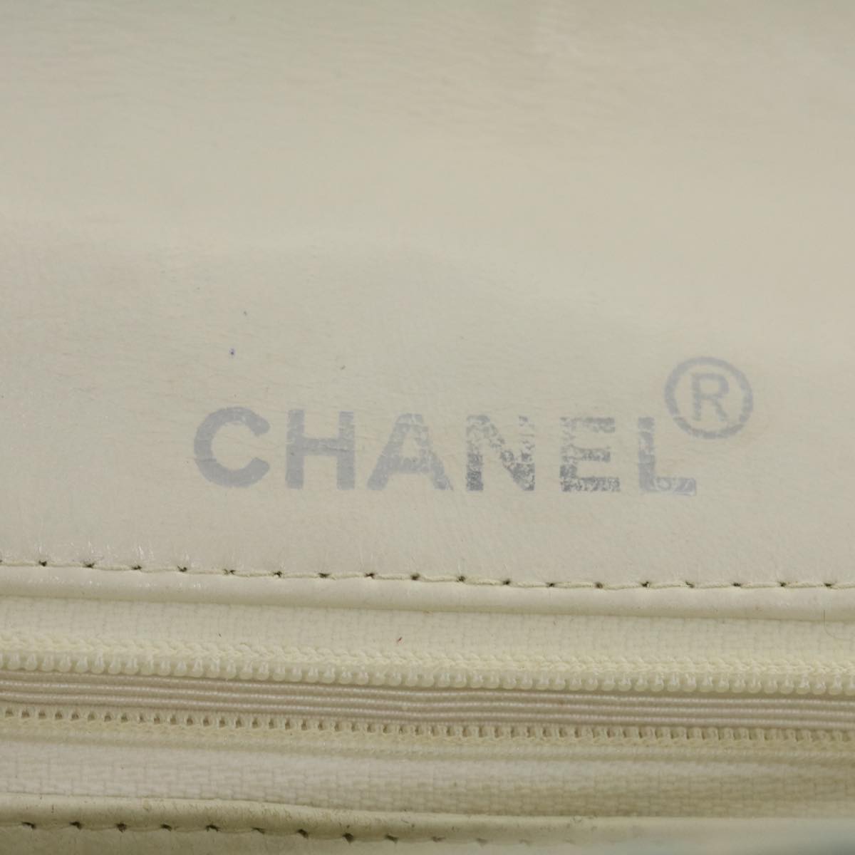 CHANEL Matelasse Tweed Turn Lock Chain Shoulder Bag White Light Blue Auth 29960A