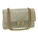 CHANEL Classic Matelasse 25 Double Chain Flap Shoulder Bag Lamb Skin Auth 29961A-1