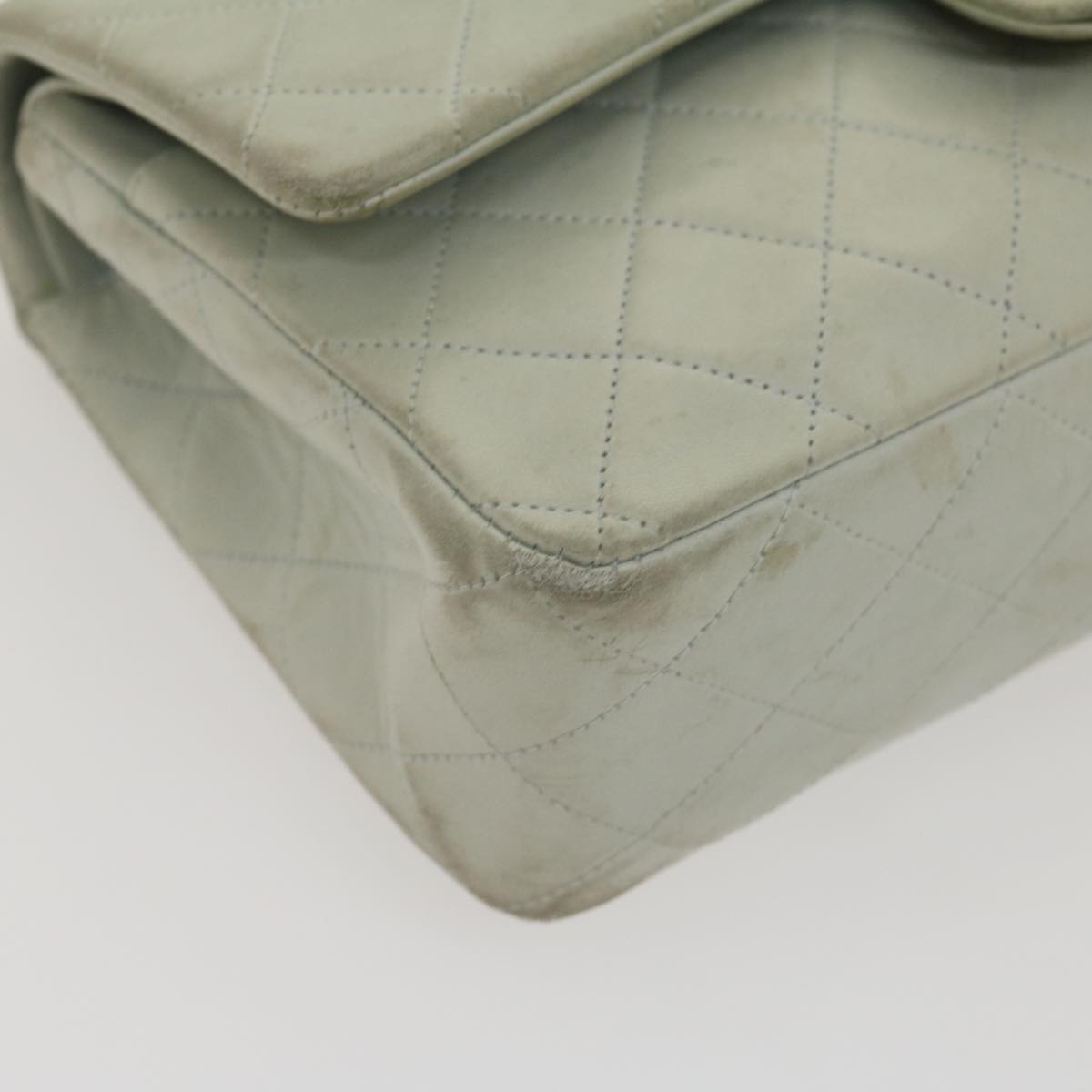 CHANEL Classic Matelasse 25 Double Chain Flap Shoulder Bag Lamb Skin Auth 29961A