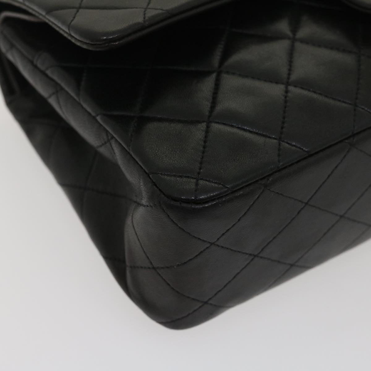 CHANEL Classic Matelasse 25 Chain Flap Shoulder Bag Lamb Skin Black Auth 29962A