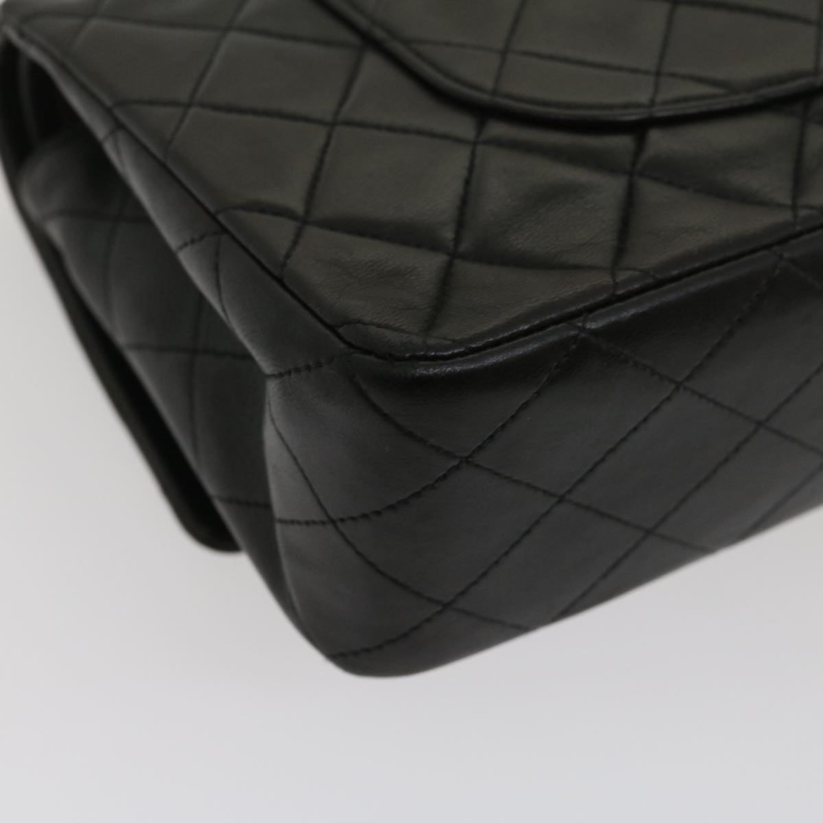 CHANEL Classic Matelasse 25 Chain Flap Shoulder Bag Lamb Skin Black Auth 29962A