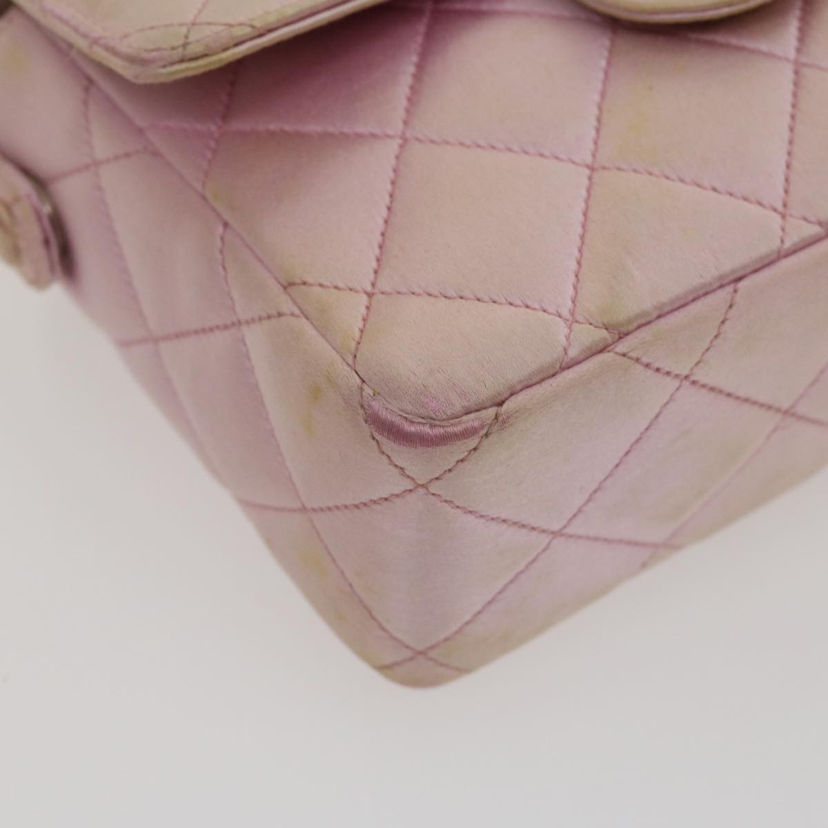 CHANEL Matelasse Hand Bag Silk Satin Pink CC Auth 29999A