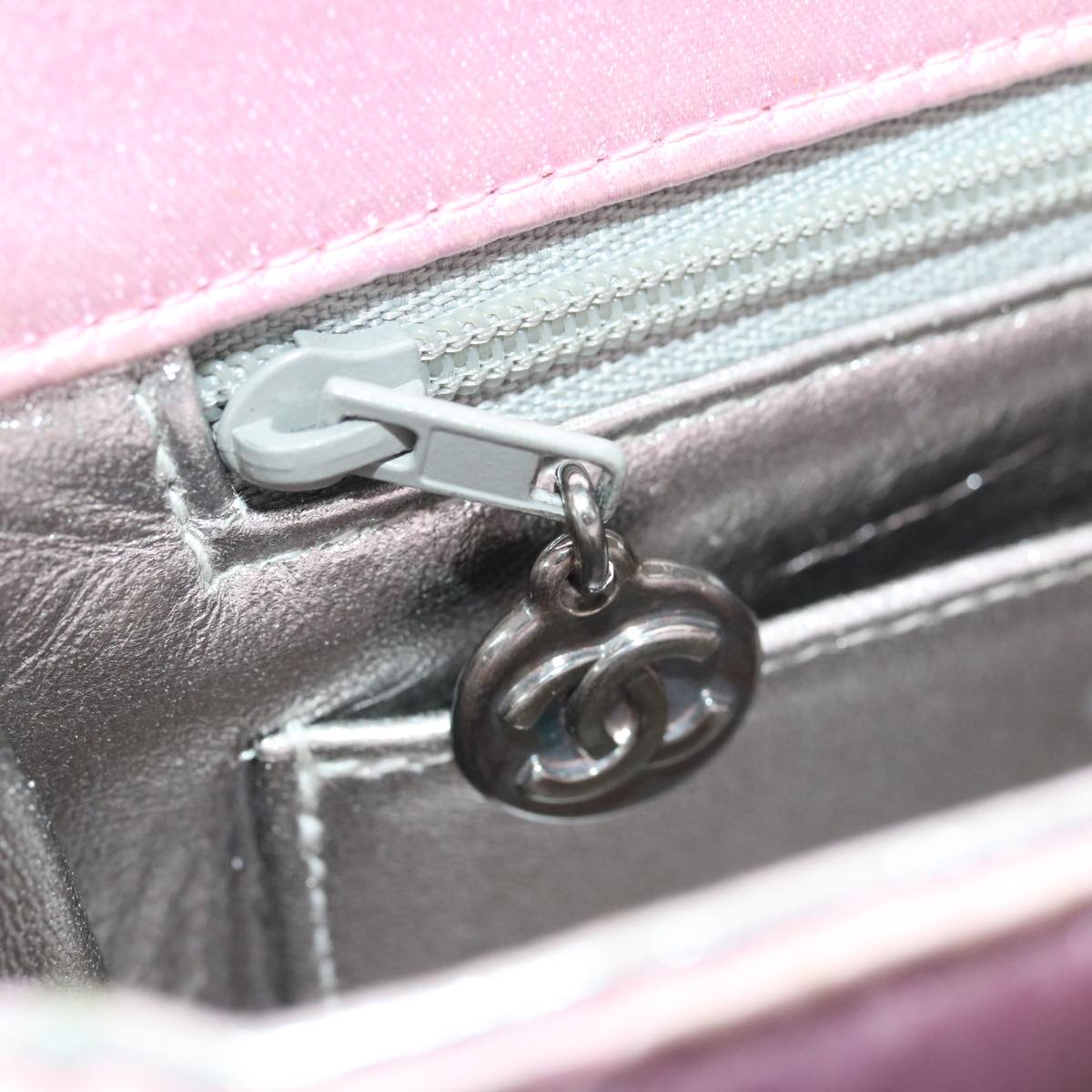 CHANEL Matelasse Hand Bag Silk Satin Pink CC Auth 29999A