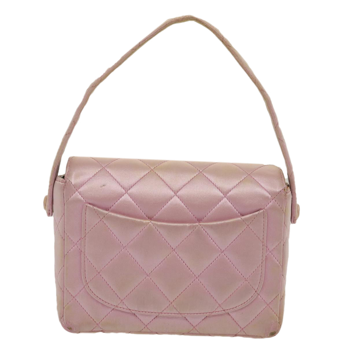CHANEL Matelasse Hand Bag Silk Satin Pink CC Auth 29999A - 0