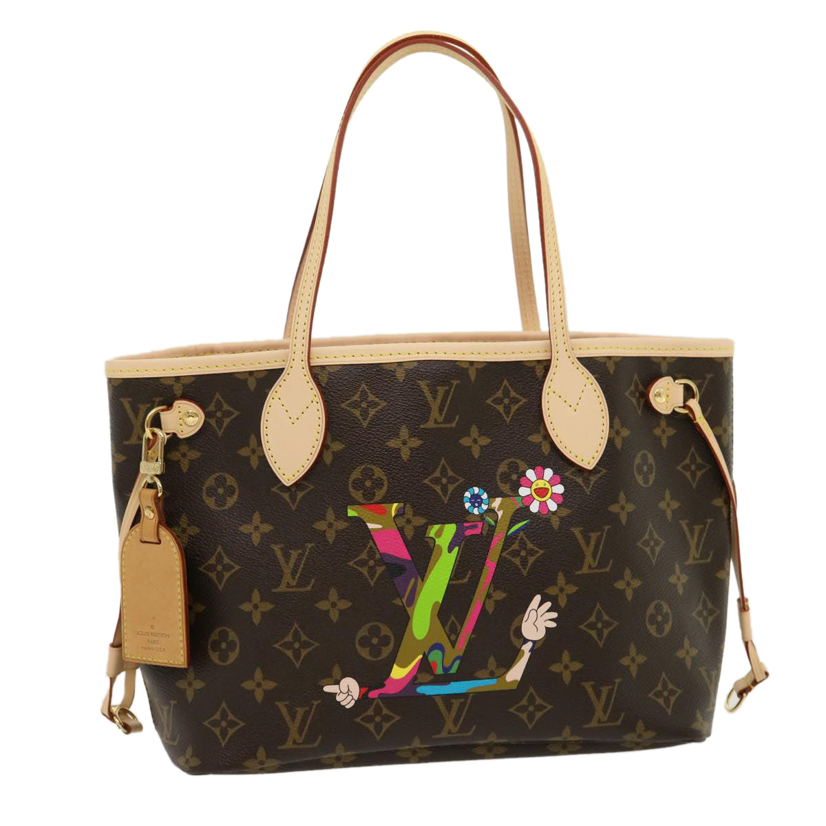 LOUIS VUITTON Monogram Neverfull PM Tote Bag Takashi Murakami M95559 Auth 30077A