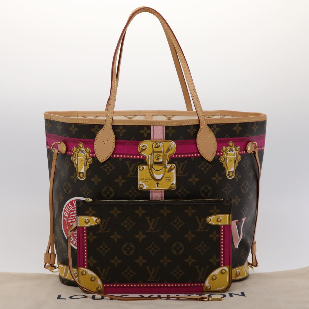 LOUIS VUITTON Monogram Summer Trunk Neverfull MM Tote Bag M41390 Auth 30117A