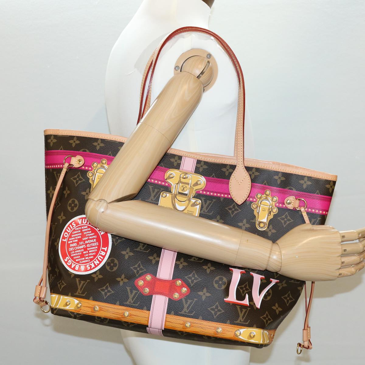 LOUIS VUITTON Monogram Summer Trunk Neverfull MM Tote Bag M41390 Auth 30117A