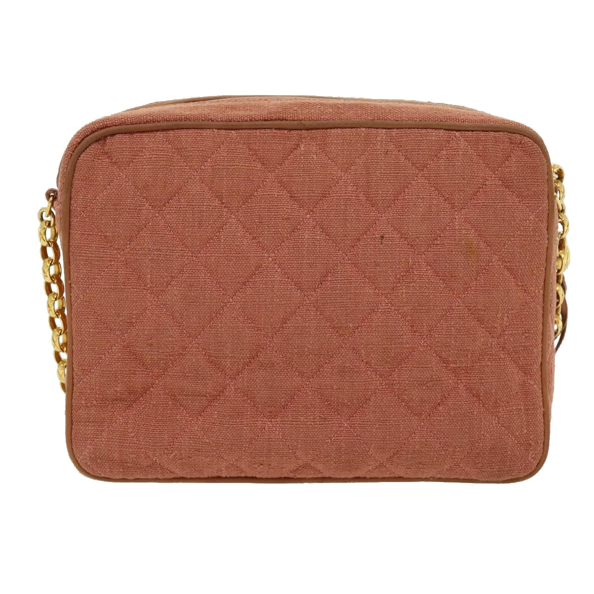 CHANEL Diana Turn Lock Chain Shoulder Bag Linen Fringe Pink CC Auth 30153A - 0