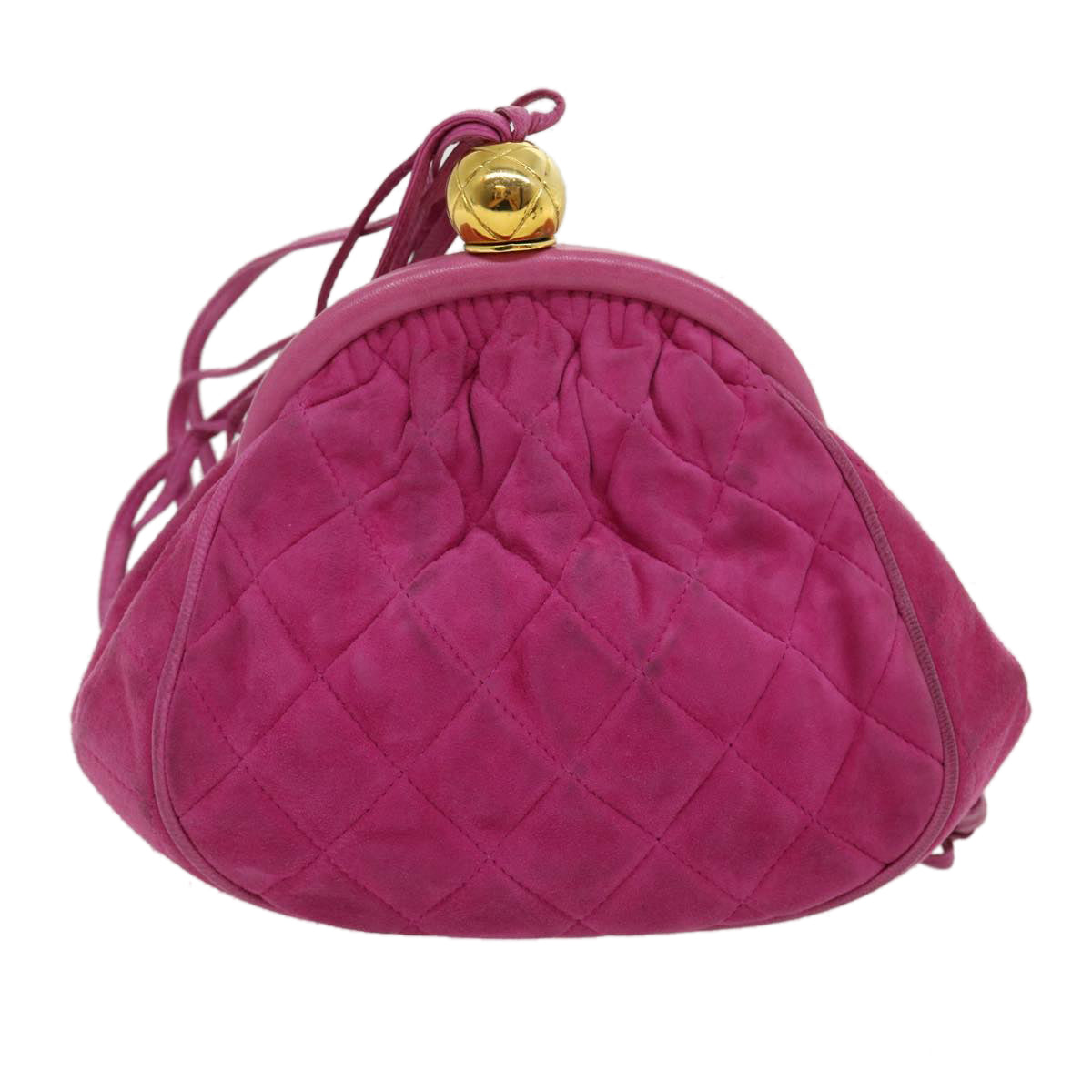 CHANEL Matelasse Fringe Shoulder Bag Suede Pink CC Auth 30274 - 0