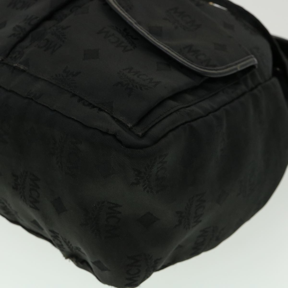 MCM Vicetos Logogram Backpack Nylon Black Auth 30280