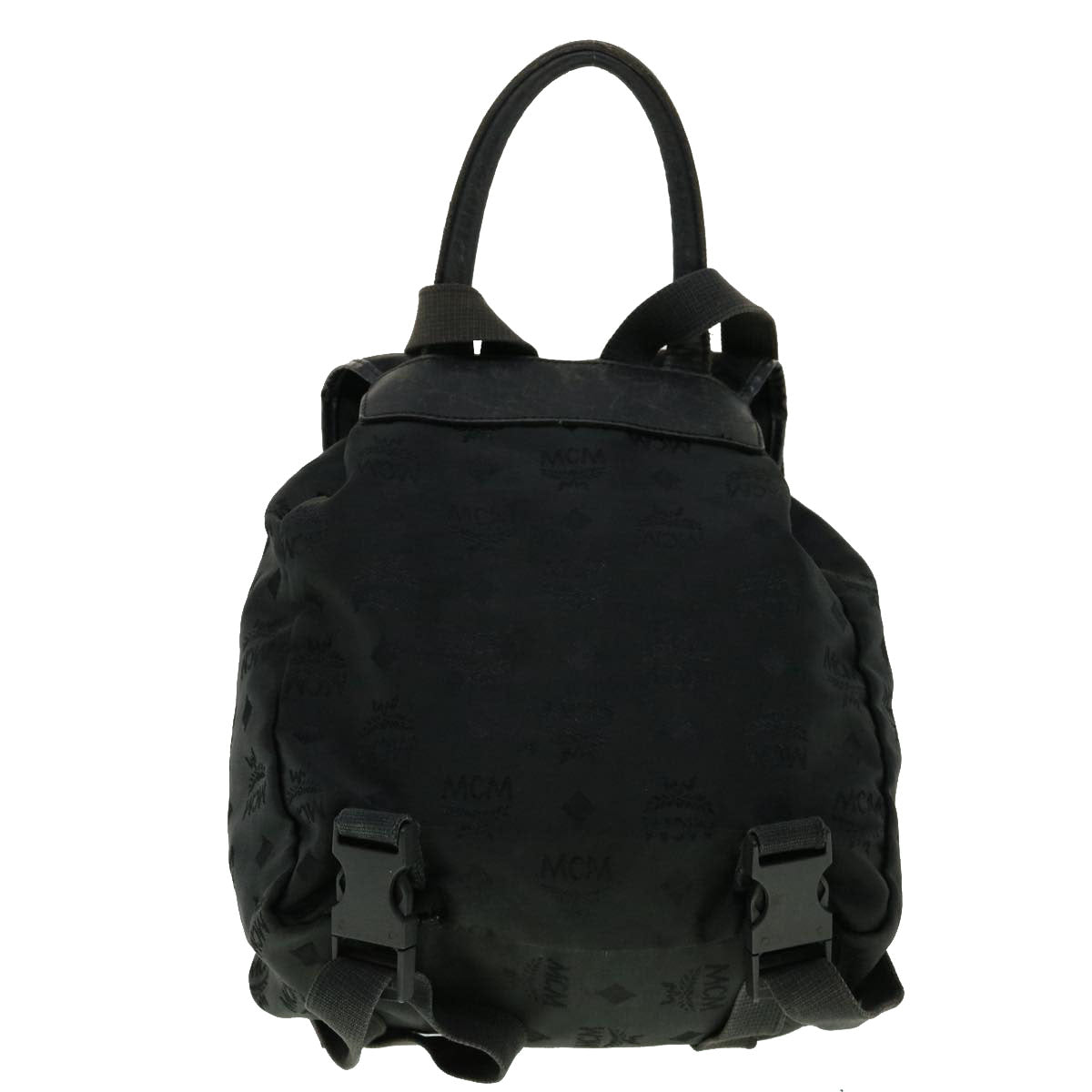 MCM Vicetos Logogram Backpack Nylon Black Auth 30280 - 0