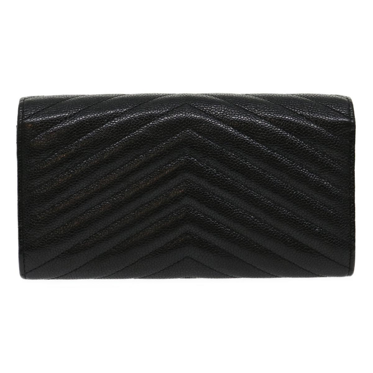 CHANEL V stitch Long Wallet Caviar Skin Black CC Auth 30285A - 0