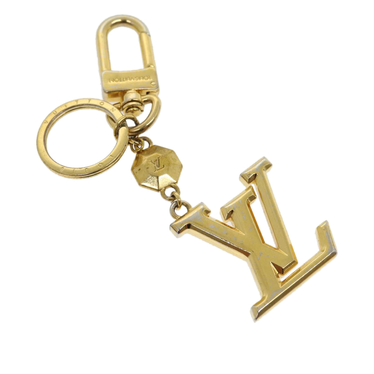 LOUIS VUITTON Porte Cles LV Facettes Key Holder metal Gold M65216 LV Auth 30326