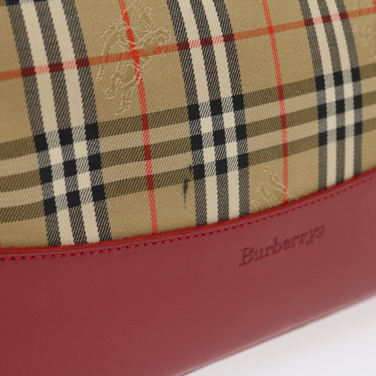 Burberrys Nova Check Shoulder Bag Canvas Brown Red Auth 30331
